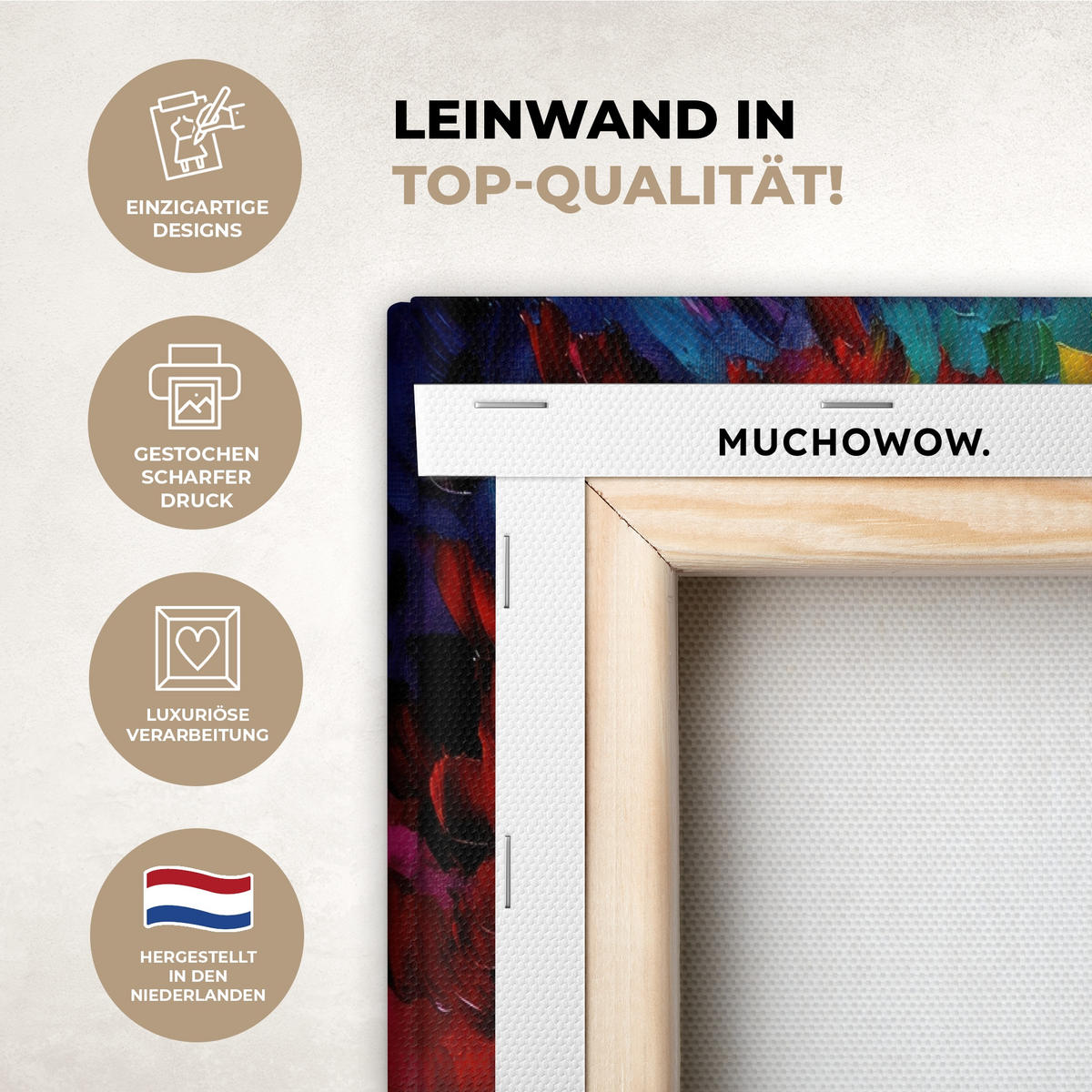 LEINWANDBILD 3er Set Baum - Farbenfroh - Malerei-Look - Abstrakt 90x60 cm - Multicolor, Textil (90/60cm) - MuchoWow