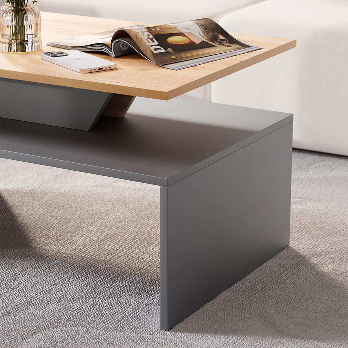 KONFERENČNÍ STŮL Arden Antracit/Artisan - antracitová, kompozitní dřevo (52.6/80/45.4cm) - Vicco