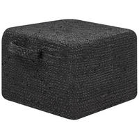 POUF Dhadar 45/45/30 cm - Schwarz, Naturmaterialen (45/30/45cm) - Beliani