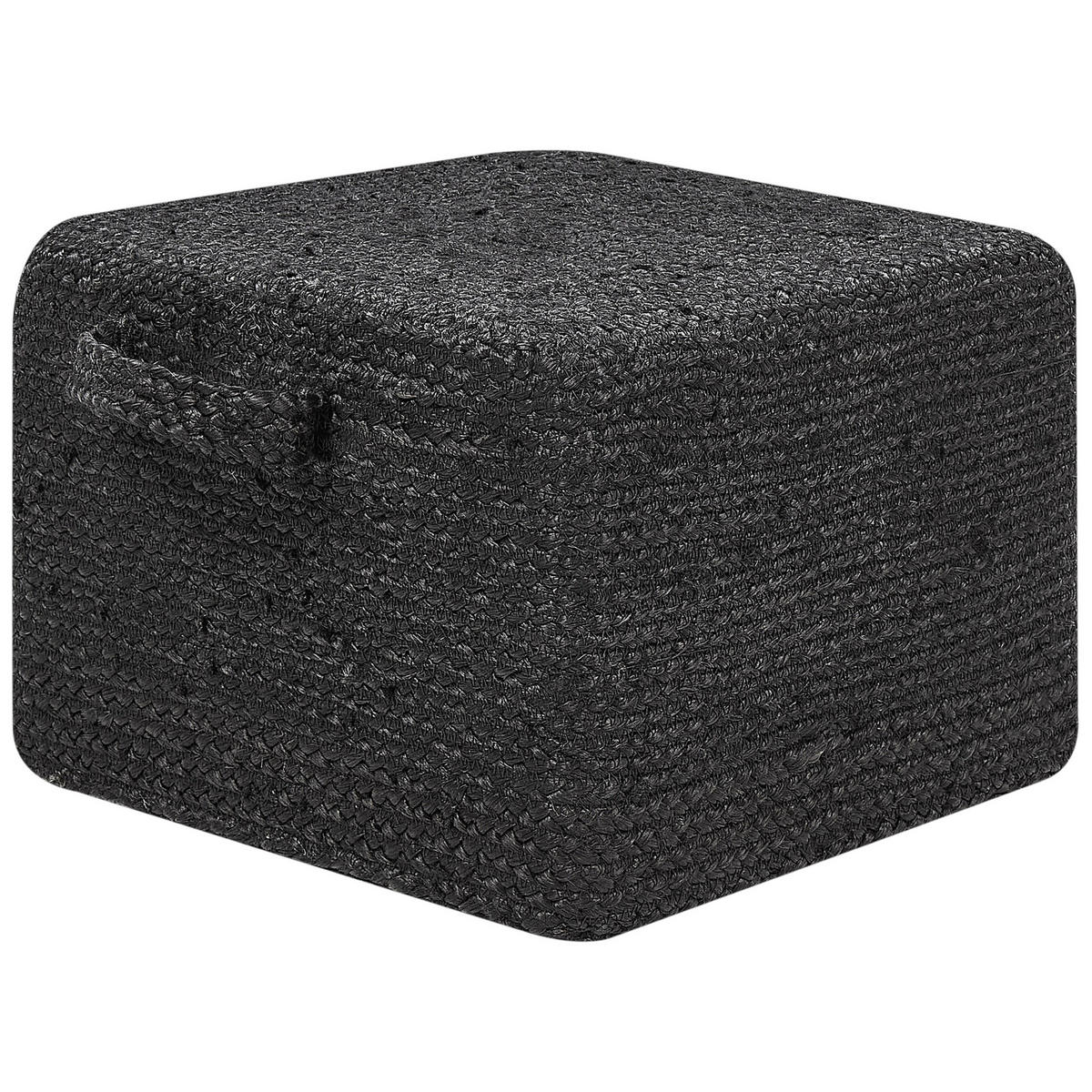 POUF Dhadar 45/45/30 cm - Schwarz, Naturmaterialen (45/30/45cm) - Beliani
