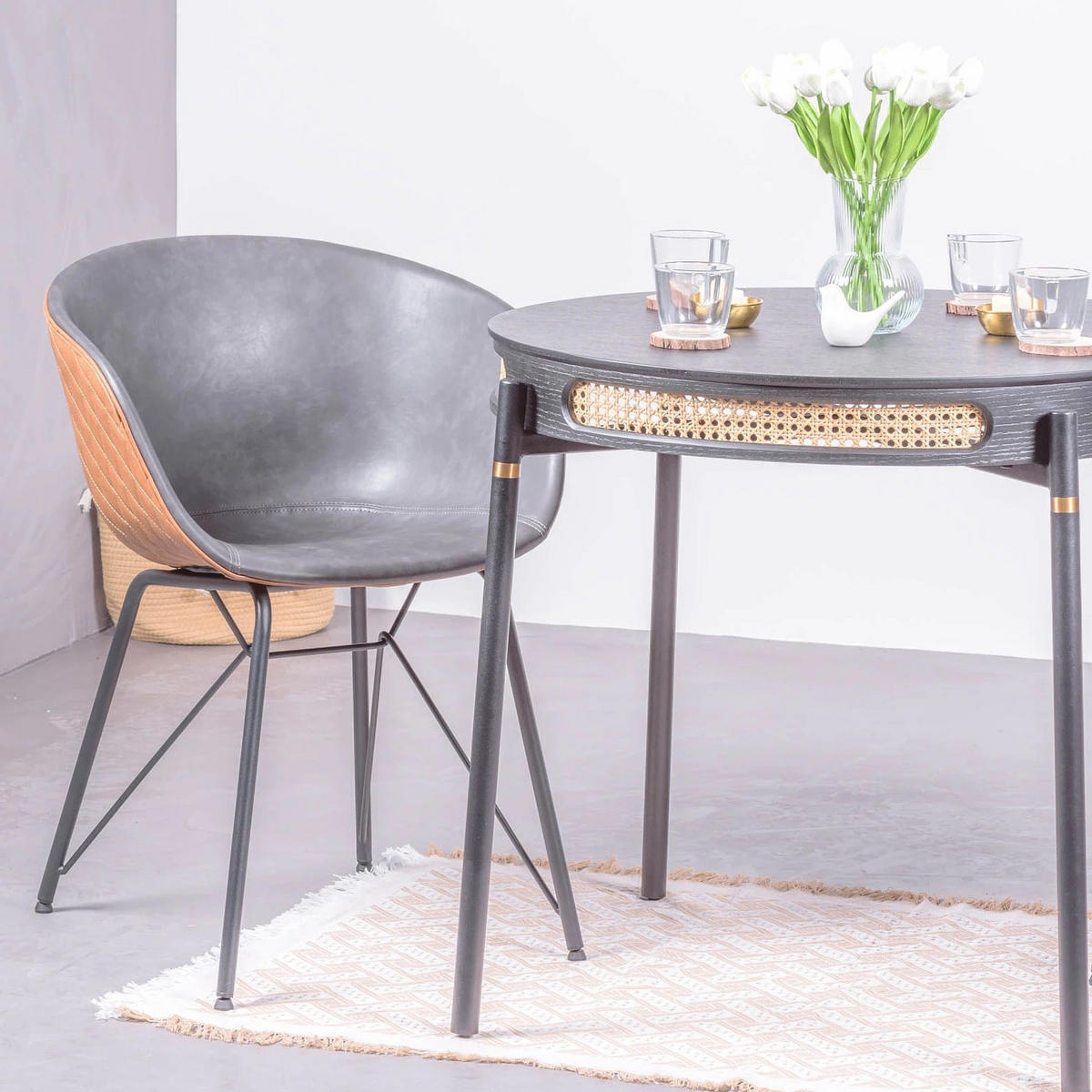 ESSTISCH Rund Schwarz 81/81/76 cm - Schwarz, Naturmaterialien (81/81/76cm) - Nest Dream