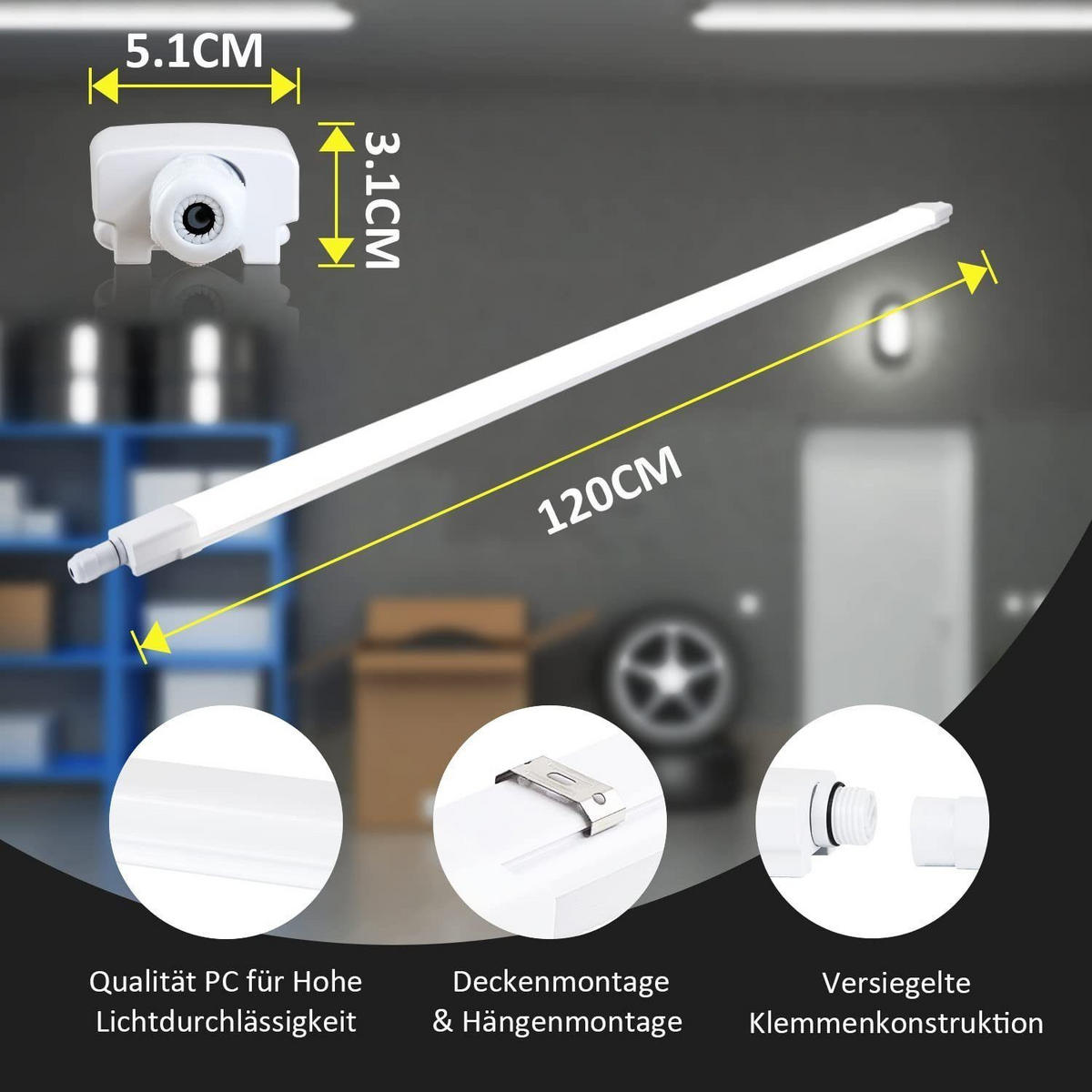 LED-DECKENLEUCHTE 120/5.1/3.1 cm - Weiß, Kunststoff (120/5.1/3.1cm) - Nettlife