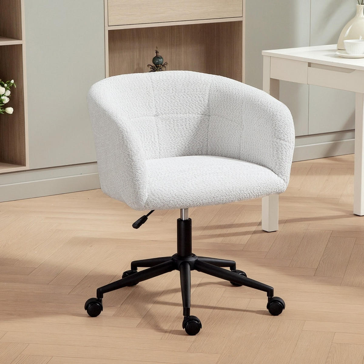 DREHSTUHL 65/59/75-85 cm cremeweiß aus Polyester höhenverstellbar - Creme, Kunststoff (59/85/65cm) - OKWISH