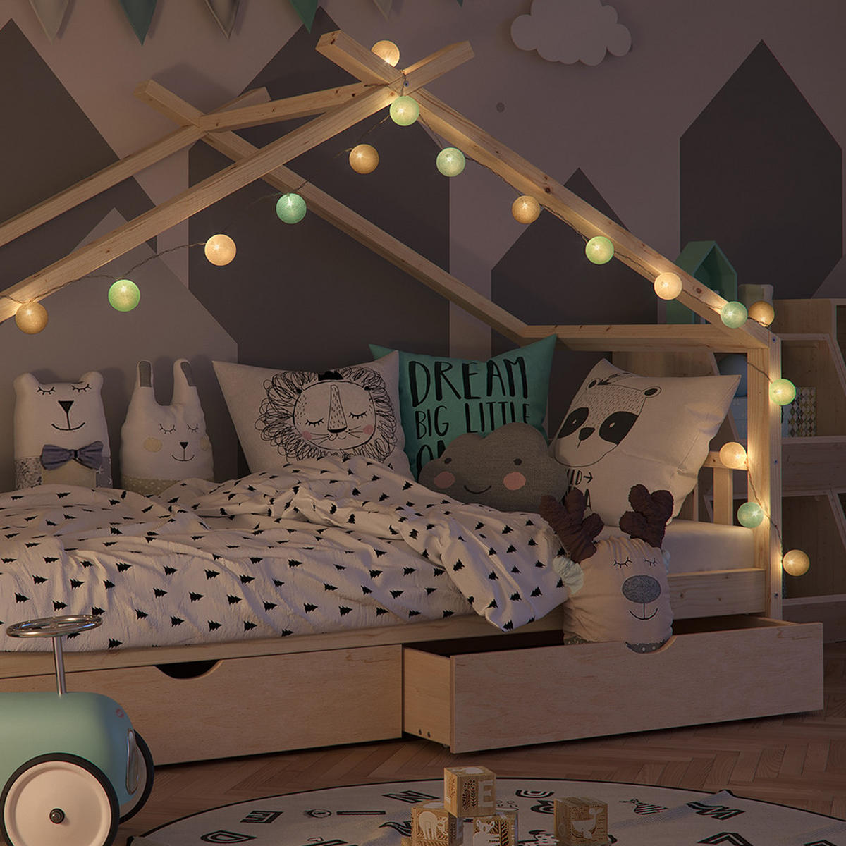 SVĚTÝLKA NA VÁNOČNÍ STROMEČEK Zelená - šedá/zelená barva, plast (310cm) - Vicco