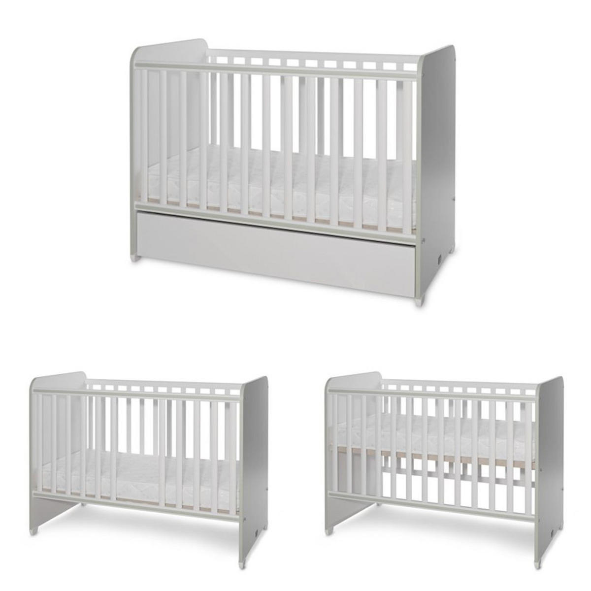 BABYBETT Sweet Dream 120 x 60 cm grün 120 x 60 cm, 2 Ebenen, Schlupfsprossen, Melamin, ohne Matratze - Grün, Holzwerkstoff (60/120cm) - Lorelli