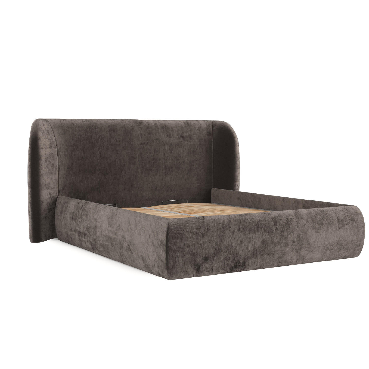POLSTERBETT Bellano mit Stauraum 160/200 cm Braun im Lotta Stoff - Schwarz/Naturfarben, Holz/Holzwerkstoff (160/200cm) - AltaBeds