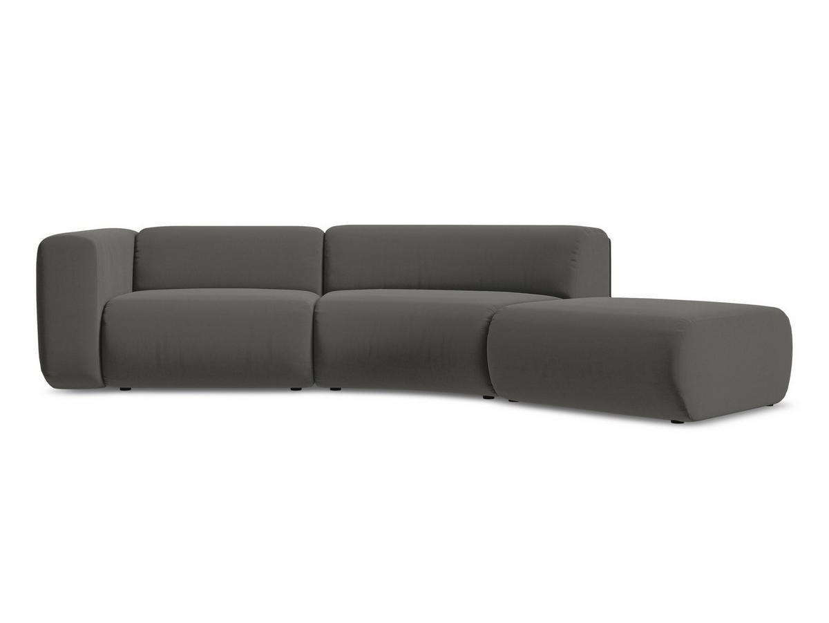 4-SITZER-SOFA Samt Stoff Grau - Dunkelgrau/Schwarz, Kunststoff/Textil (335/70/166cm) - Makamii