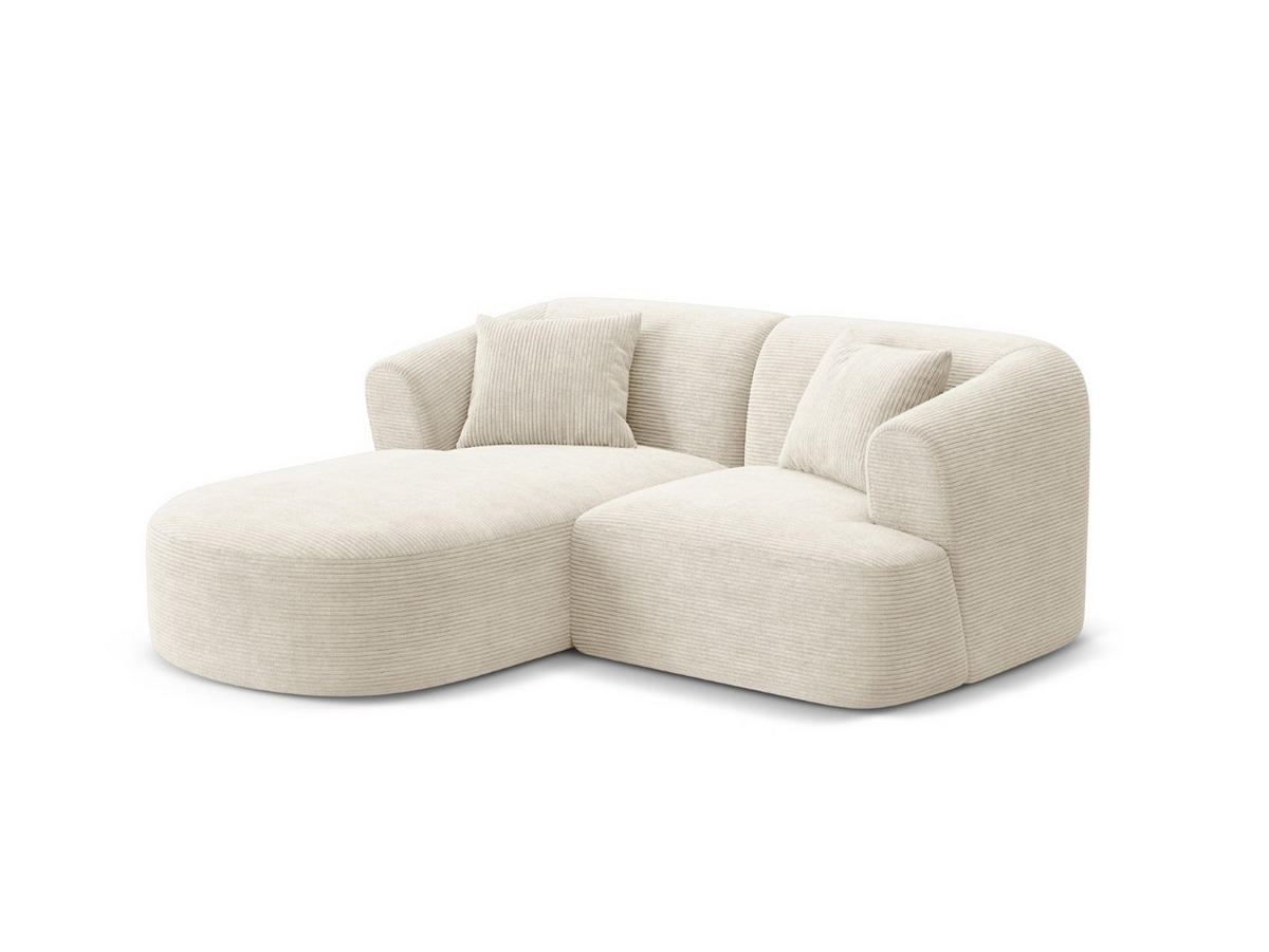 MODULARES-ECKSOFA links Campi aus Cord elfenbein 3 Sitzplätze - Ecru, Textil (156/180cm) - Cosmopolitan Design
