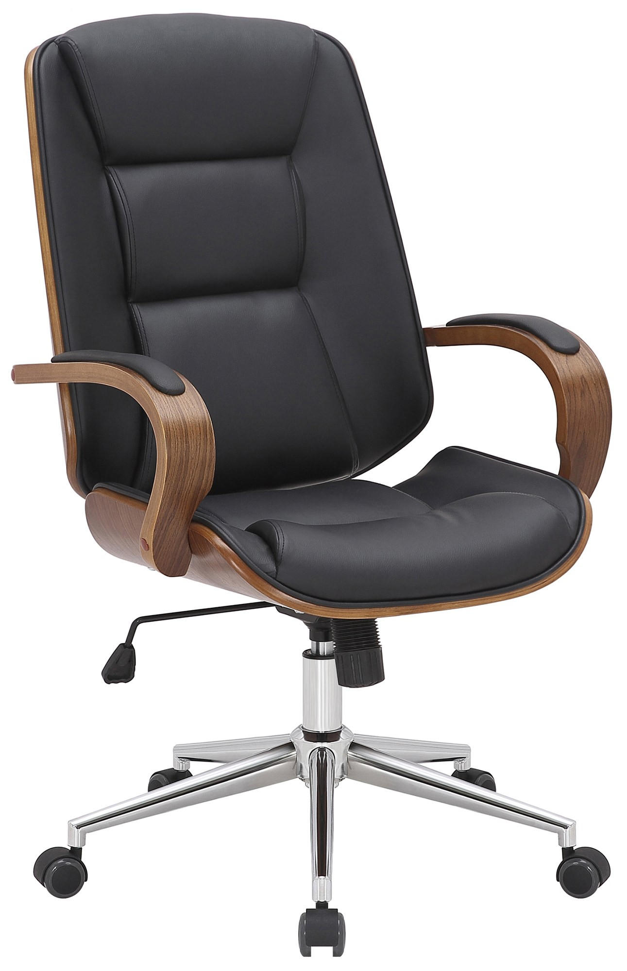 DREHSTUHL Lederlook walnuss/schwarz - Chromfarben/Walnussfarben, Textil/Metall (60/102/68cm) - CLP