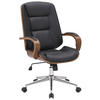 DREHSTUHL Lederlook walnuss/schwarz - Chromfarben/Walnussfarben, Textil/Metall (60/102/68cm) - CLP