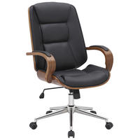 DREHSTUHL Lederlook walnuss/schwarz - Chromfarben/Walnussfarben, Textil/Metall (60/102/68cm) - CLP