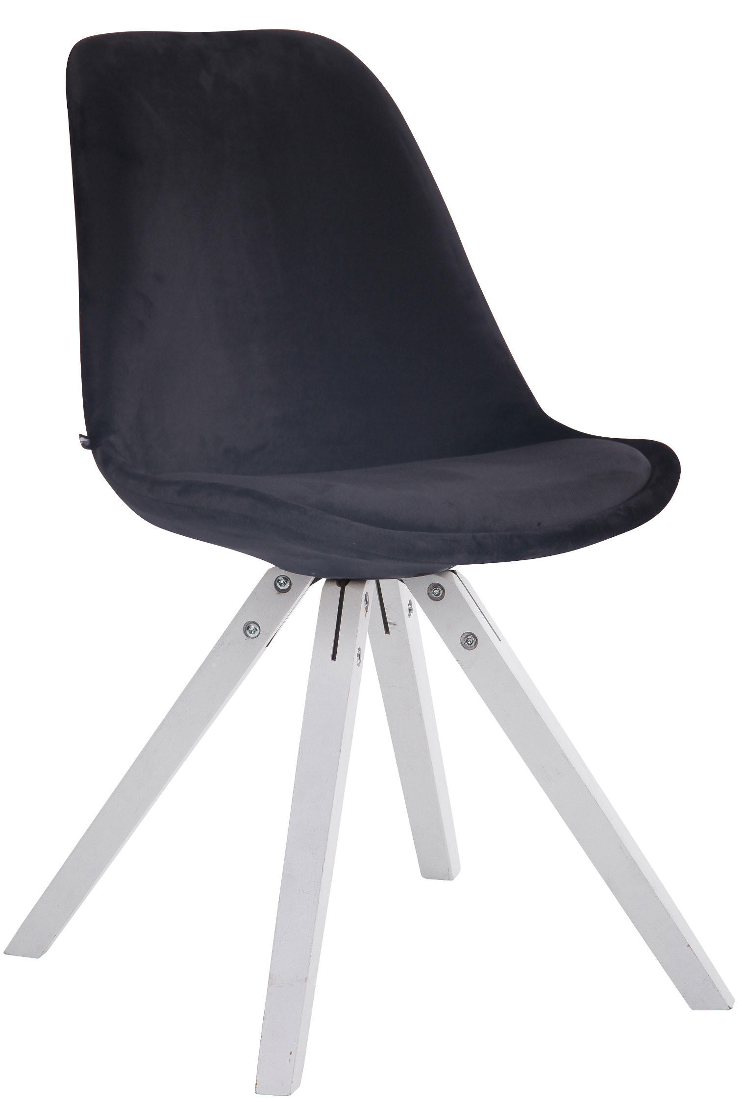 BESUCHERSTUHL Toulon Samt, Gestell Buchenholz Weiß Square Schwarz - Schwarz/Weiß, Holz/Buchenholz (48/83/56cm) - TPFLiving