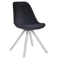 BESUCHERSTUHL Toulon Samt, Gestell Buchenholz Weiß Square Schwarz - Schwarz/Weiß, Holz/Buchenholz (48/83/56cm) - TPFLiving