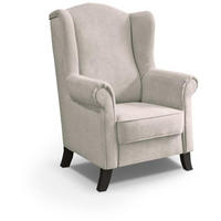 OHRENSESSEL Leonardo beige - Wengefarben/Beige, Holz/Textil (88/118/86cm) - Beautysofa