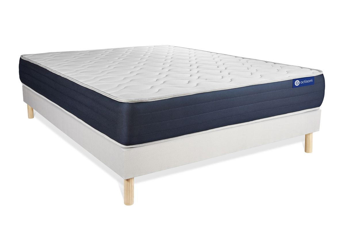 BETT Actimemo sleep Memory-Schaum 180 x 220 cm h1 - Kit Bettgestell Weiß - Beige/Weiß, Karton/Holz (180/220cm) - ACTISOM