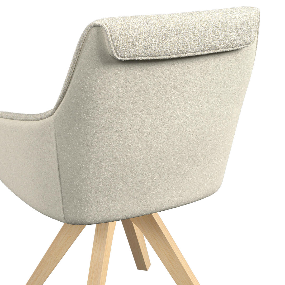 ARMLEHNSTUHL Serena Creme Chenille/Leinenoptik Drehbar - Creme, Holz (62/86/65cm) - Bessagi Home