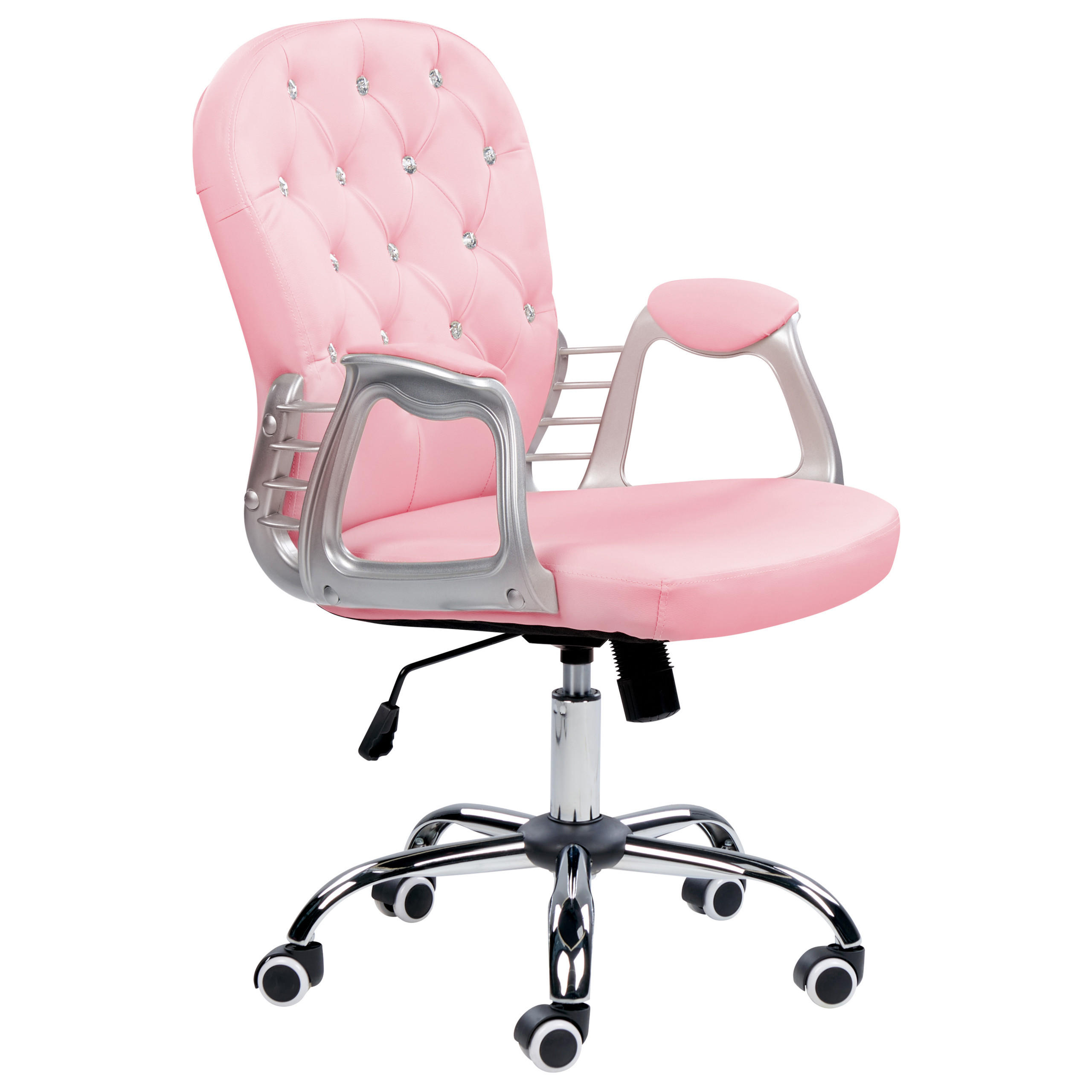 BÜROSTUHL Kunstleder Rosa Princess - Pink, Textil/Metall (60/98/60cm) - Beliani