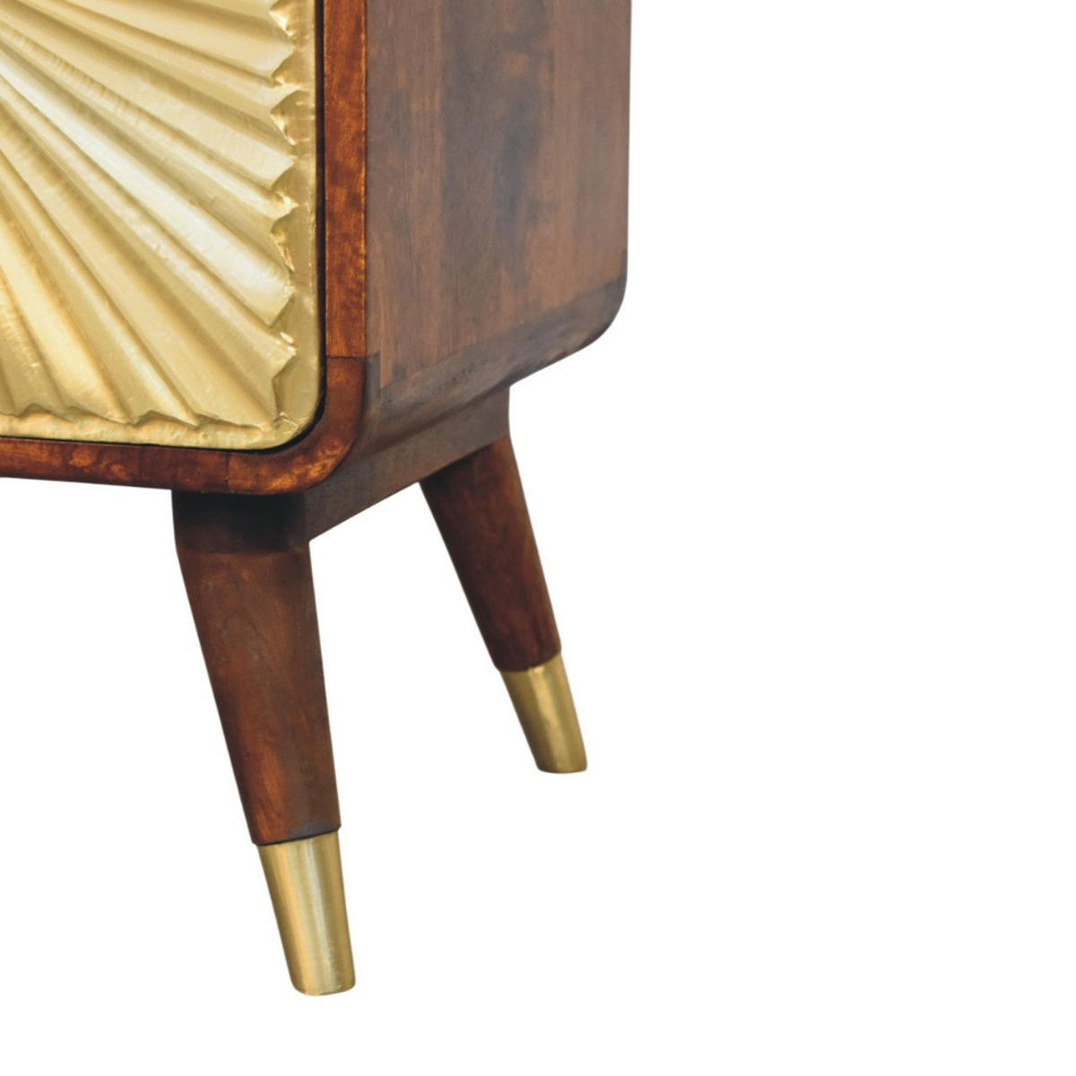 NOĆNI ORMARIĆ od masivnog drva, s mjedenim reljefom, 2 ladice, Avora - smeđa, drvo (40/10/35cm) - Artisan Furniture