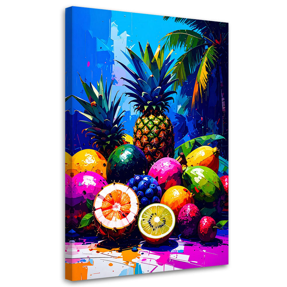 LEINWANDBILD Bunte tropische Früchte 70x100cm - Multicolor, Textil (70/100cm) - Feeby