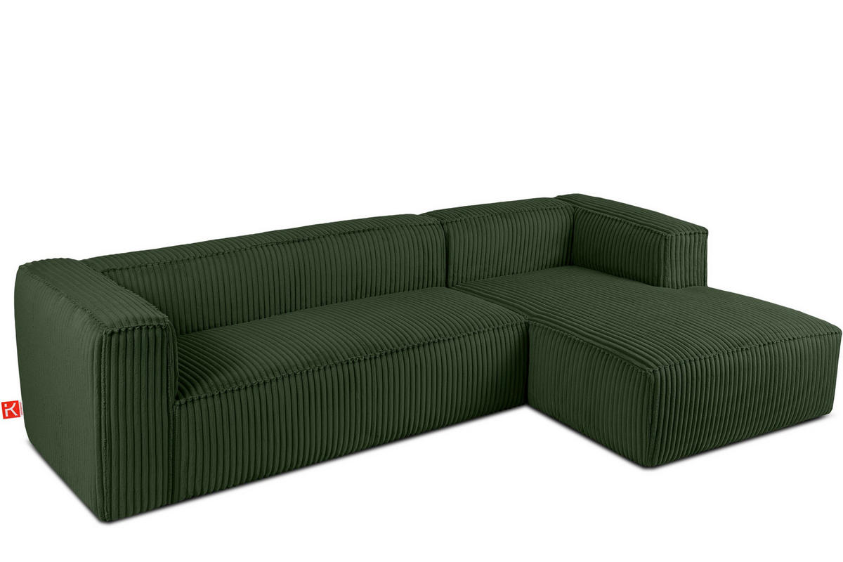 ECKSOFA-RECHTS FEROX Modern, Cord-Stoff, dunkelgrün - Dunkelgrün, Textil (305/175cm) - KONSIMO®