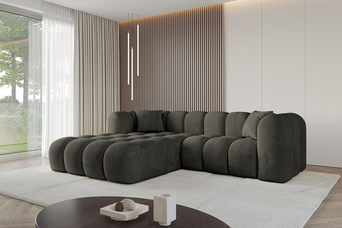ECKSOFA Ottomane Links OLEA-L1 - 231x173x74 cm Schwarz - Schwarz, Holzwerkstoff/Kunststoff (231/173cm) - ALTDECOR