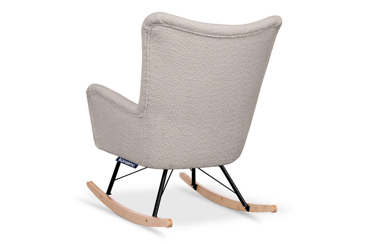 SCHAUKELSESSEL ADDUCTI breiter Sitz für mehr Komfort, Beige - Eichefarben/Beige, Holz/Textil (75/94/112cm) - KONSIMO®