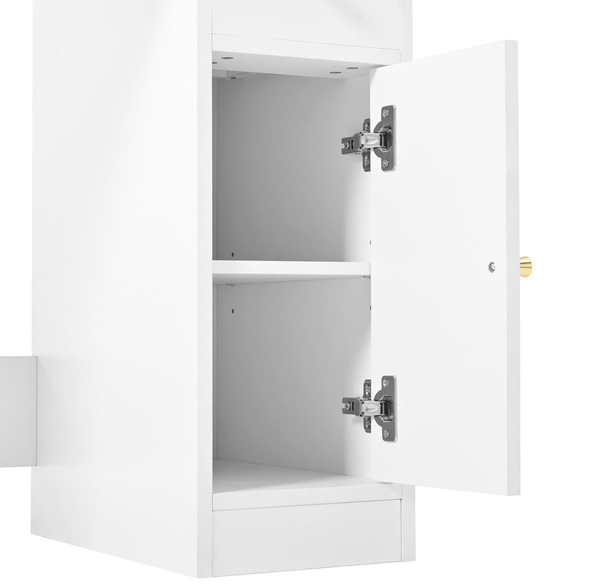 SCHMINKTISCH 105/40/152 cm mit HD-Spiegel, LED-Beleuchtung, Steckdosenleiste und Stauraum aus Spanplatte, Weiß - Weiß, Holzwerkstoff (105/152/40cm) - Redom