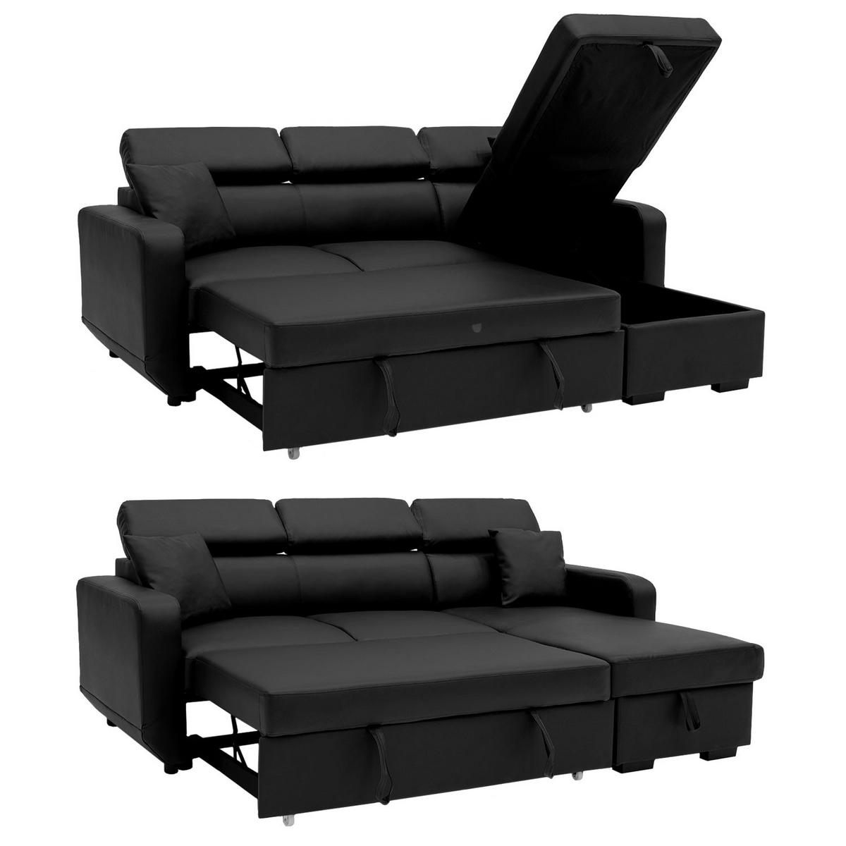 ECKSOFA WARREN Schwarz 3 Plätze - Schwarz, Kunststoff (168/236cm) - Happy Garden