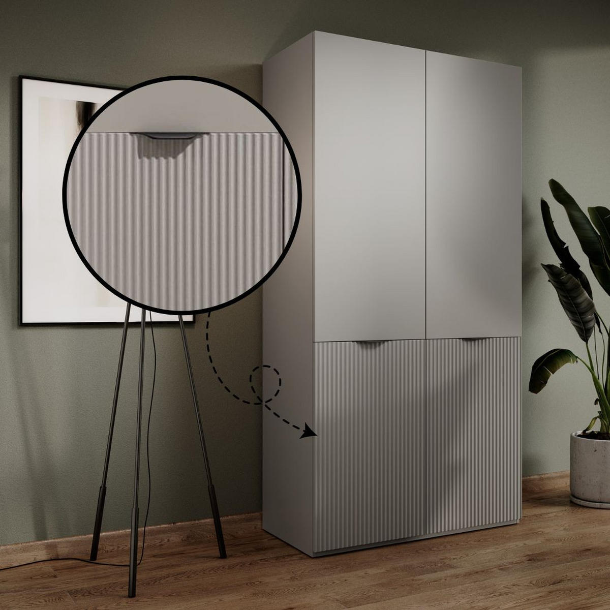 KLEIDERSCHRANK Sandbox Nova Grau, Drehtürenschränk - Grau, Holzwerkstoff (101/200/51cm) - Bettso