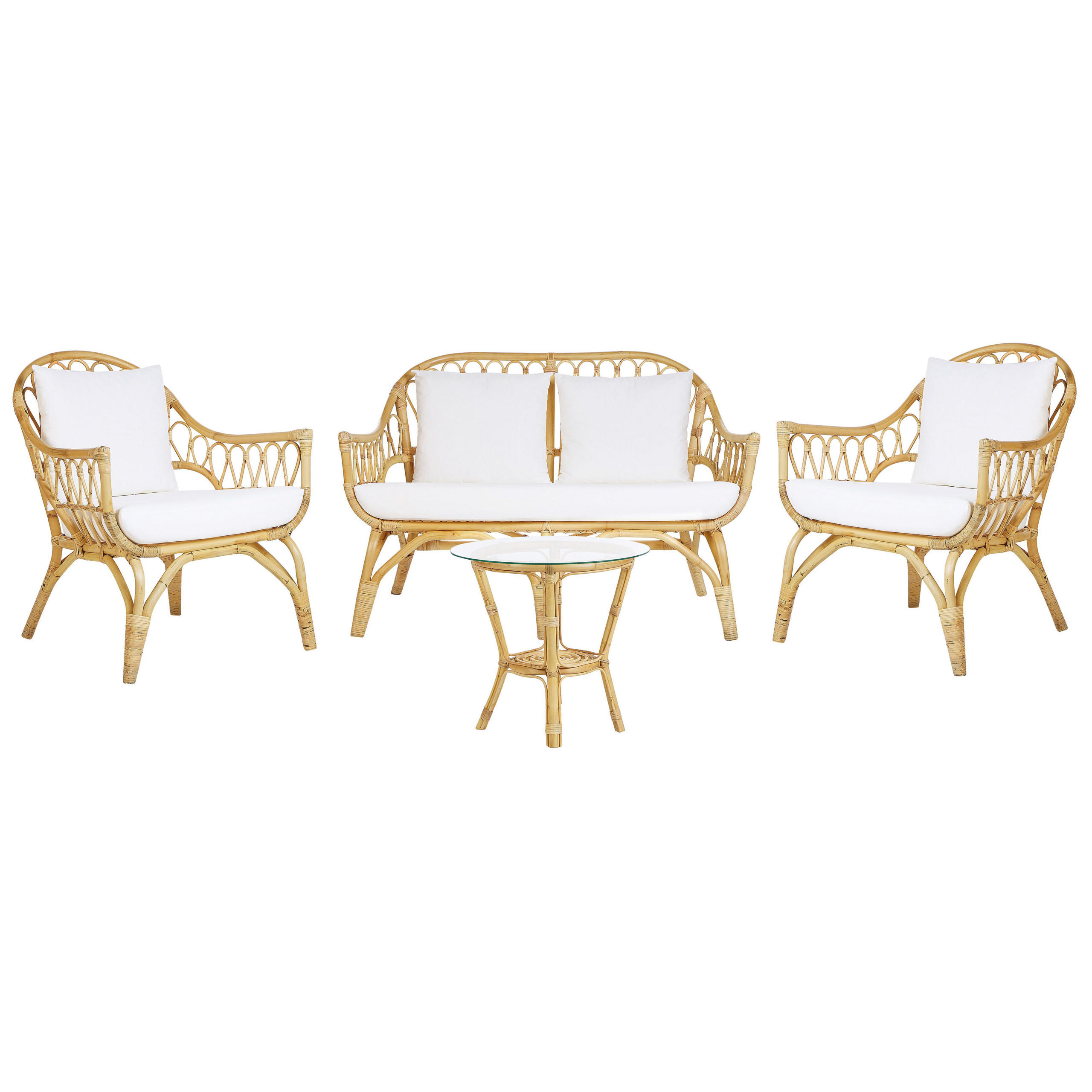 LOUNGE-SET 4-sitzer Rattan Beige Sibari - Beige/Braun, Naturmaterialen - Beliani