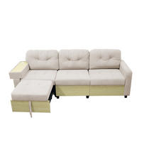 ECKSOFA DE-34637 mit ausziehbarer Chaiselongue links Beige - Beige, Metall (80/228cm) - ComfortXL