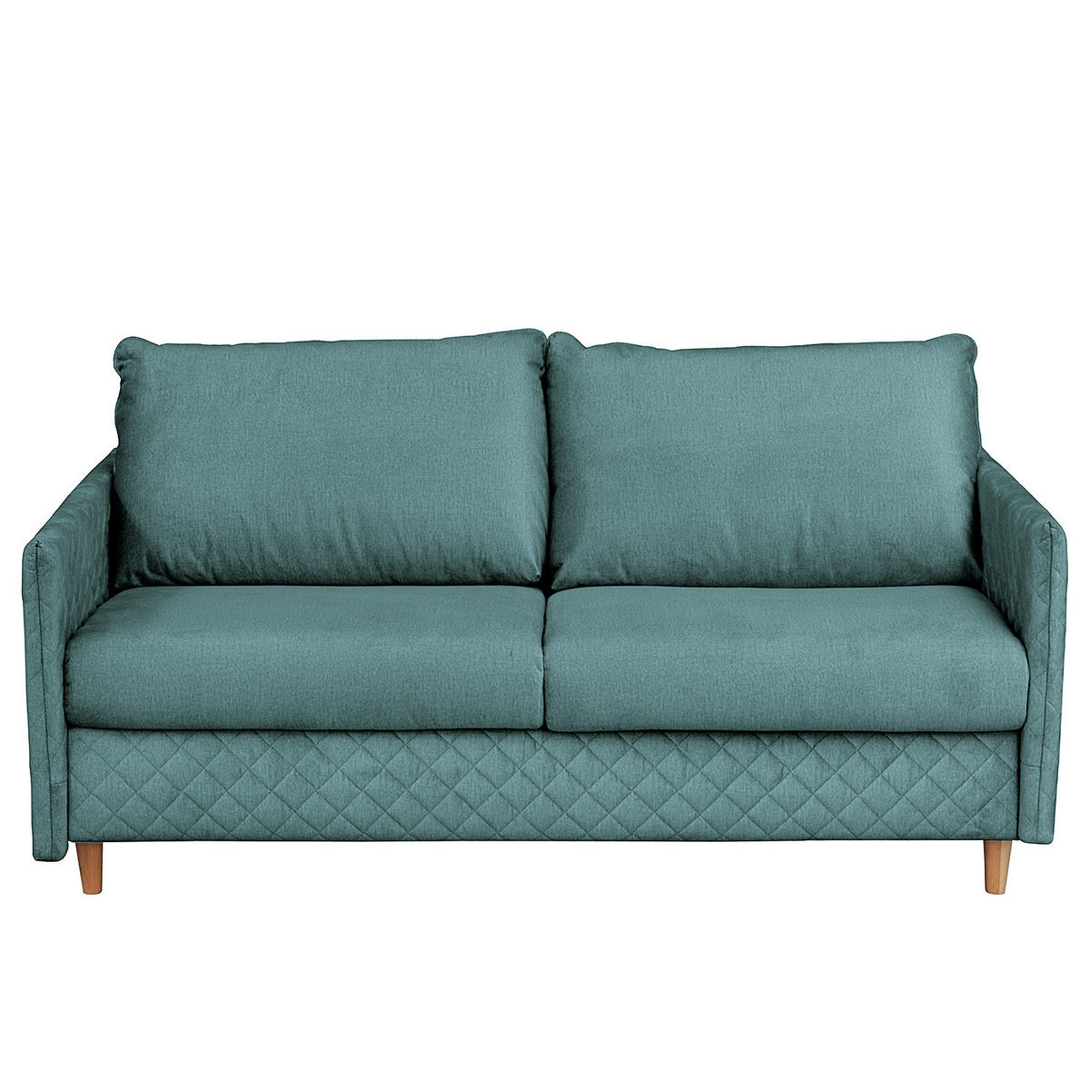 SCHLAFSOFA mit Matratze - Samt - Blau/Buchefarben, Buchenholz/Textil (171/95/101cm) - home24