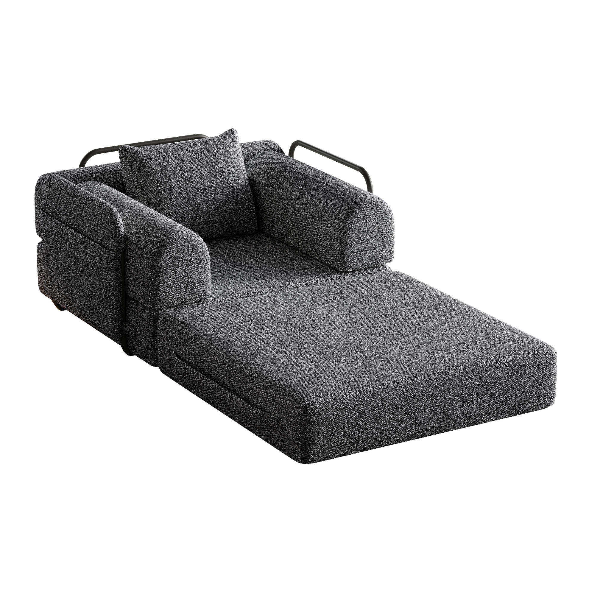 SCHLAFSOFA 2-in-1 Einzelsitzer Chenille Grau - Grau, Kunststoff (91.4/69.8/94cm) - Meubliv