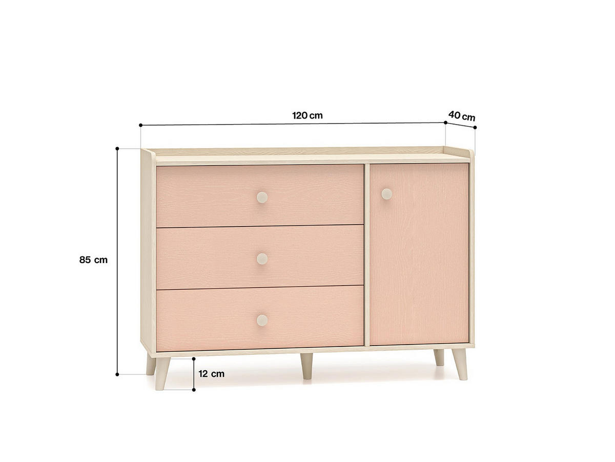 KOMMODE – 120 cm – Mevel – Grau - Grau, Holzwerkstoff (120/85/40cm) - hi-markt