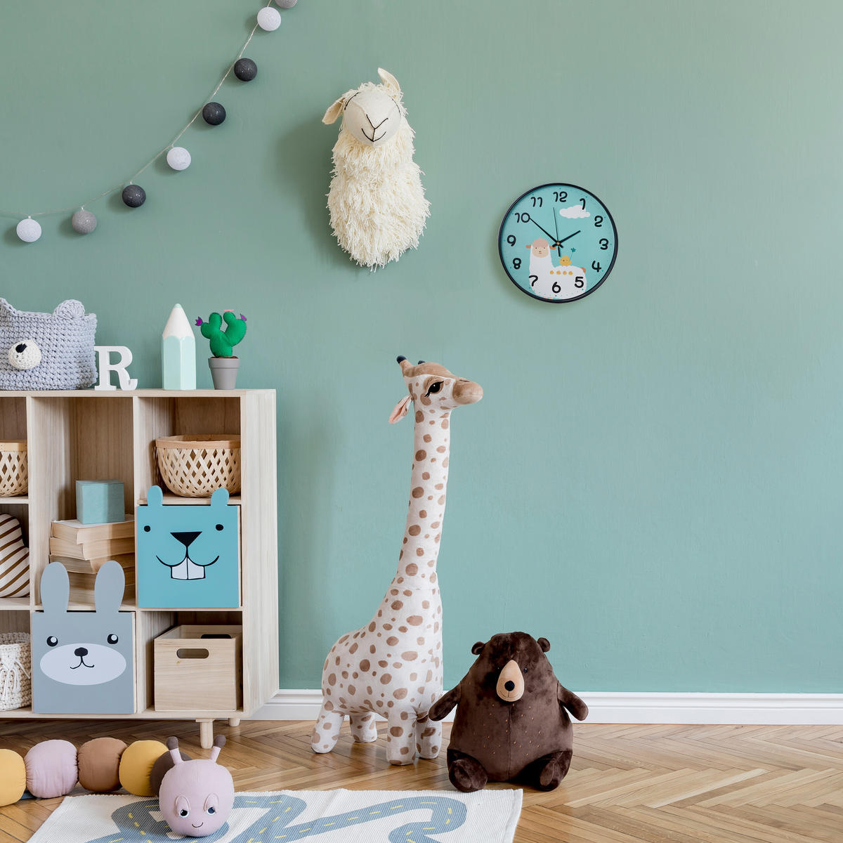 LAMA-WANDUHR - Türkis, Glas/Kunststoff (29.5/29.5/4.5cm) - Relaxdays