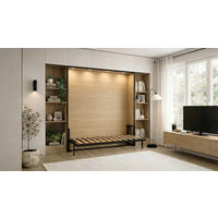 WANDBETT Morphy Classik Modulares SizeFlex- und TypeFlex-System - 190x 80 Horizontal - Schwarz, Holz/Metall (190/80cm) - WallBedKing