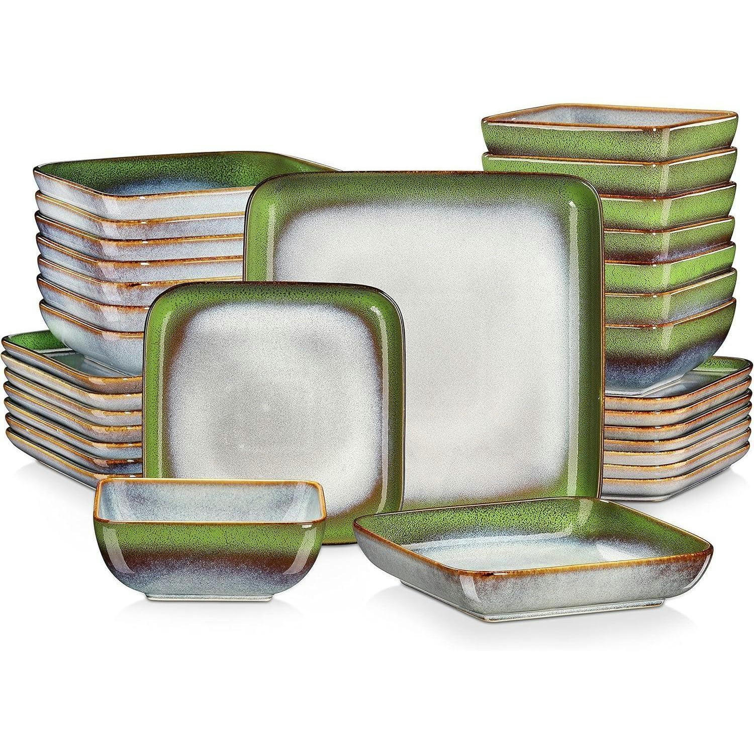 TAFELSERVICE 32-teiliges Set Steinzeug Blaugrün - Petrol, Keramik (37/33/34cm)