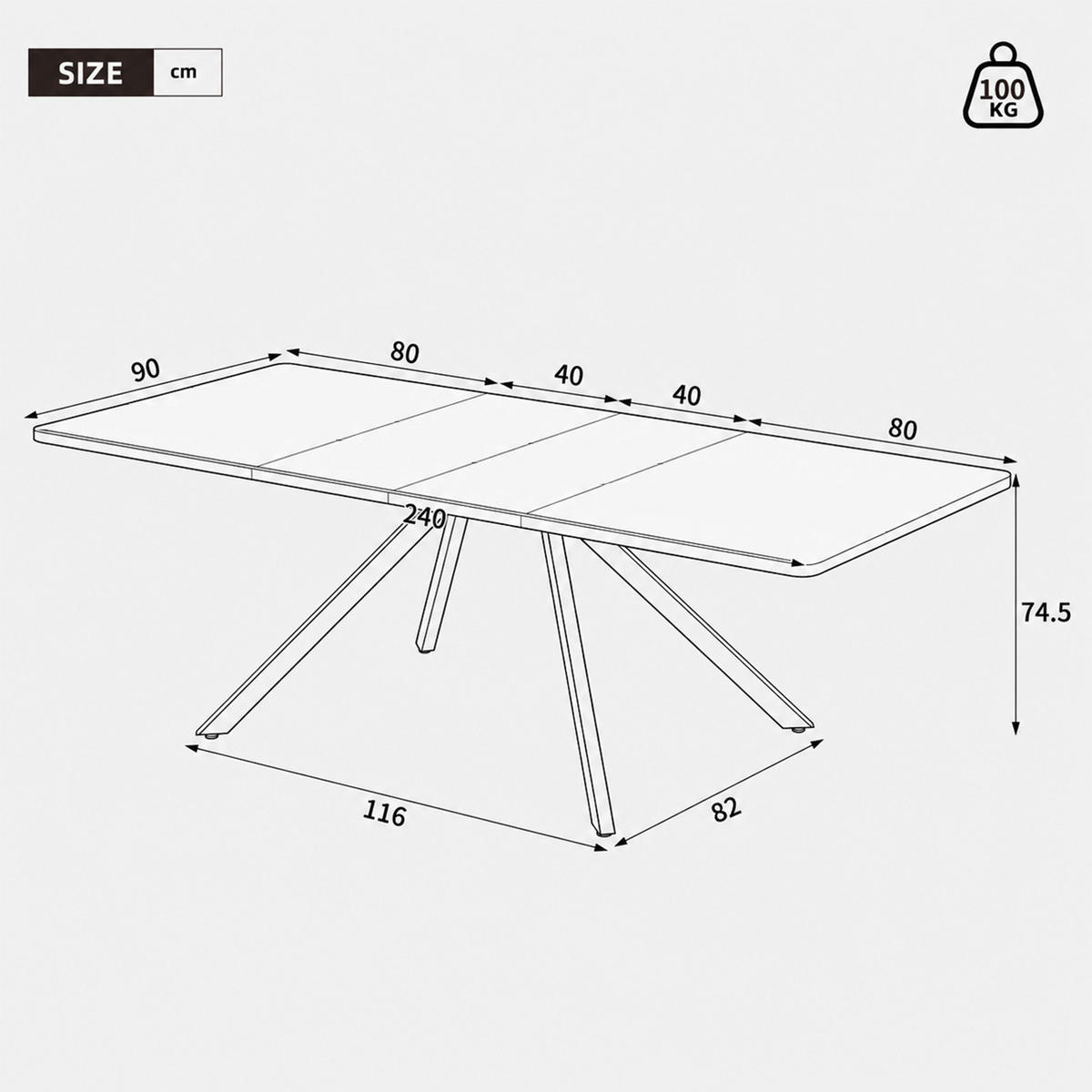 ESSTISCH 160–240/90/74,5 cm, Eichenfarben - Naturfarben, Holzwerkstoff (240/90/74.5cm)