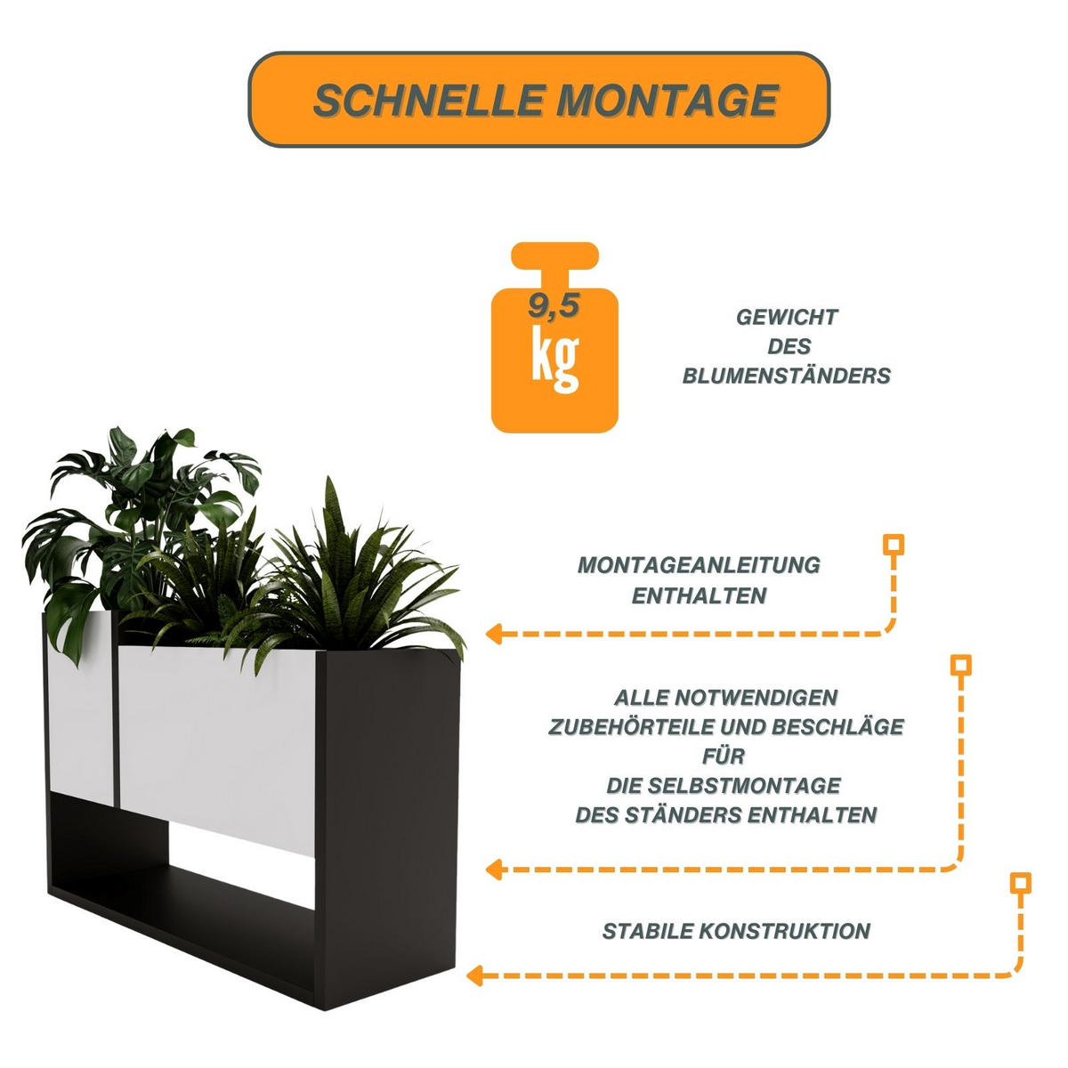 BLUMENKASTEN - Weiß, Holzwerkstoff (23/45/65cm) - RAUMHIRSCH FURNITURE