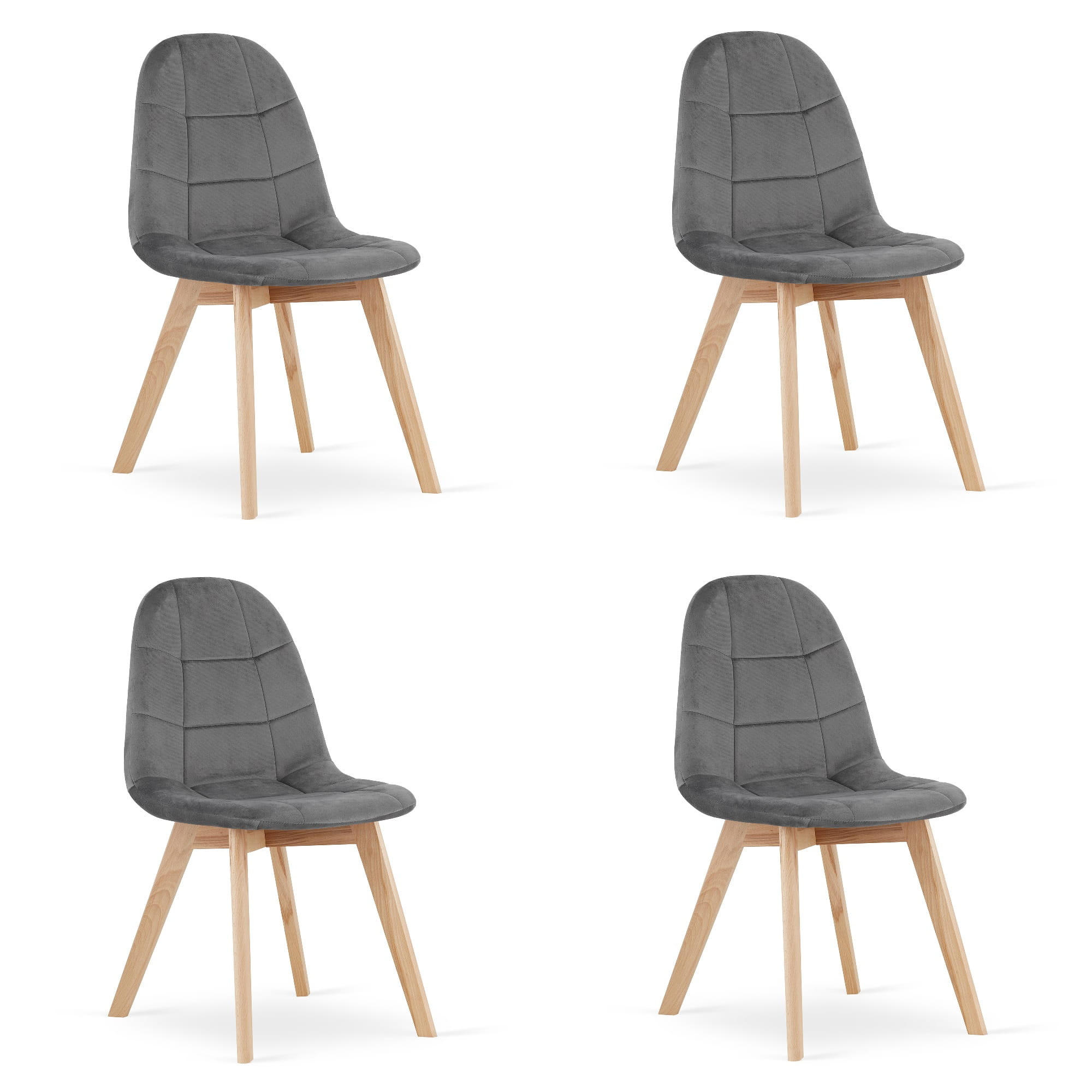 ESSZIMMERSTUHL 4-er Set NUUC dunkelgrauer Sitz - Dunkelgrau, Textil (44.5/81.5/54cm) - Valora