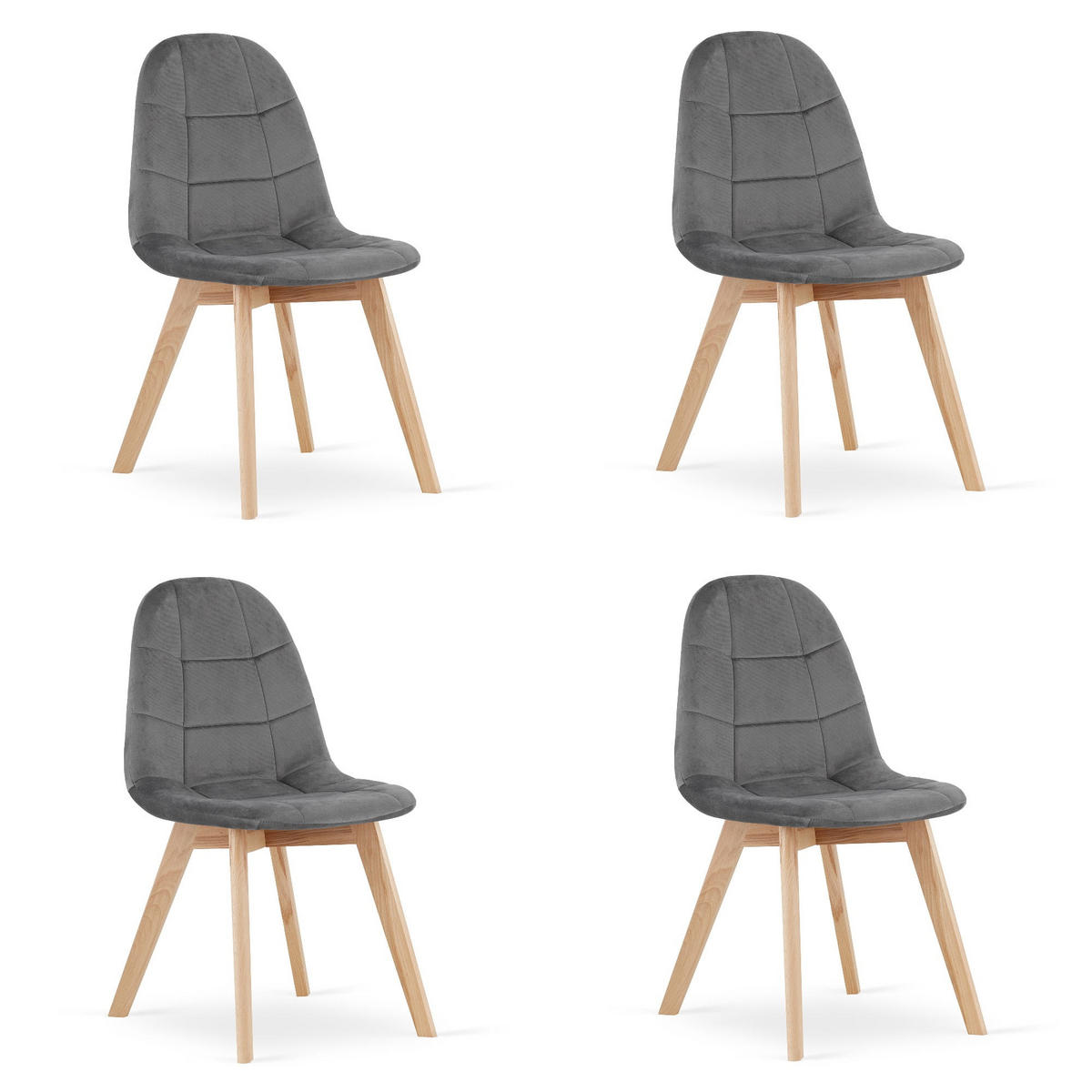 ESSZIMMERSTUHL 4-er Set NUUC dunkelgrauer Sitz - Dunkelgrau, Textil (44.5/81.5/54cm) - Valora