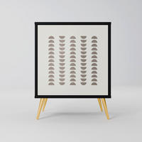 SIDEBOARD HARMONY ESSENCE, Schwarz, 57,5x42x75,5 cm, Goldfarbene Metallfüße - Goldfarben/Multicolor, Holzwerkstoff/Metall (57.5/75.5/42cm) - SpaceRebels