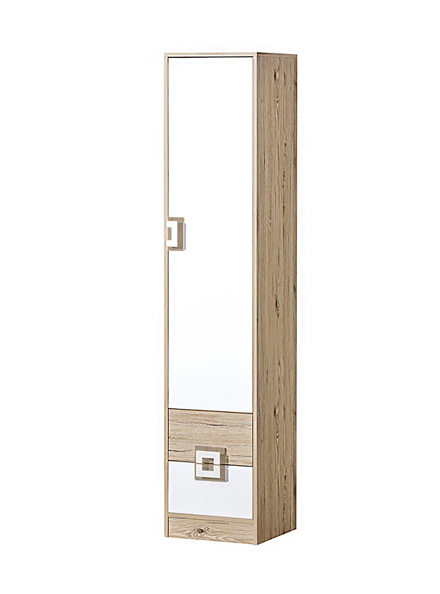 STAURAUMSCHRANK Nico 5 Eiche hell / Weiß-Farbapplikation Eiche hell 40 / 40 / 190 cm - Hellbraun/Weiß, Holz/Holzwerkstoff (40/190/40cm) - Feldmann-Wohnen