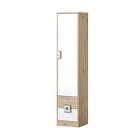 STAURAUMSCHRANK Nico 5 Eiche hell / Weiß-Farbapplikation Eiche hell 40 / 40 / 190 cm - Hellbraun/Weiß, Holz/Holzwerkstoff (40/190/40cm) - Feldmann-Wohnen