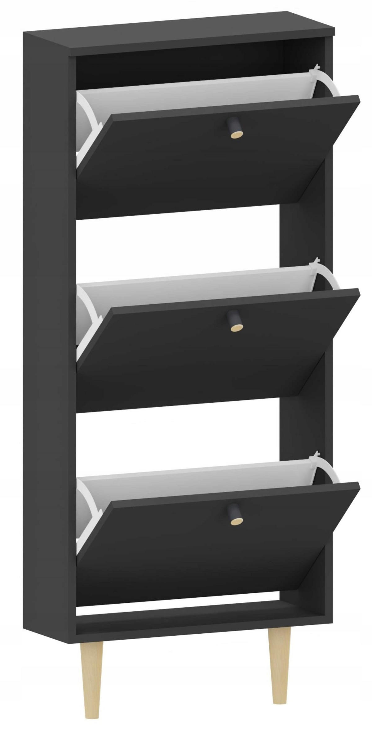 SCHUHSCHRANK Behamo 530 Schwarz 55/21/129 cm - Schwarz, Holzwerkstoff (55/129/21cm) - Matkam Möbel
