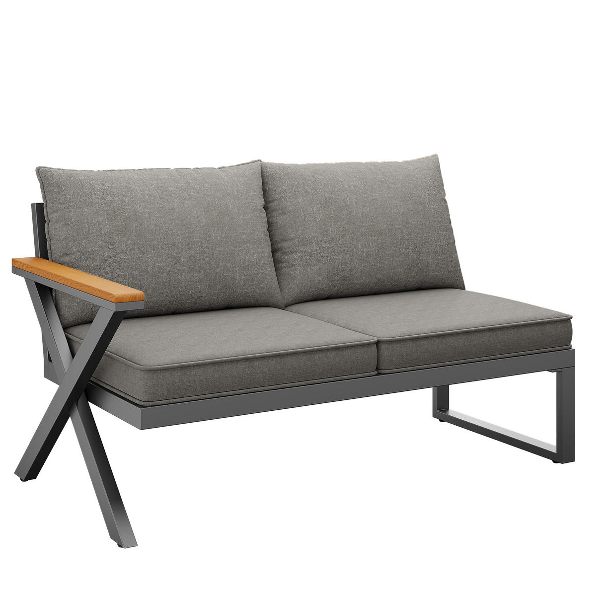 GARTENSETS aus Eisen Grau mit modularer Sitzgruppe im X-Design - Grau, Metall - Modfu