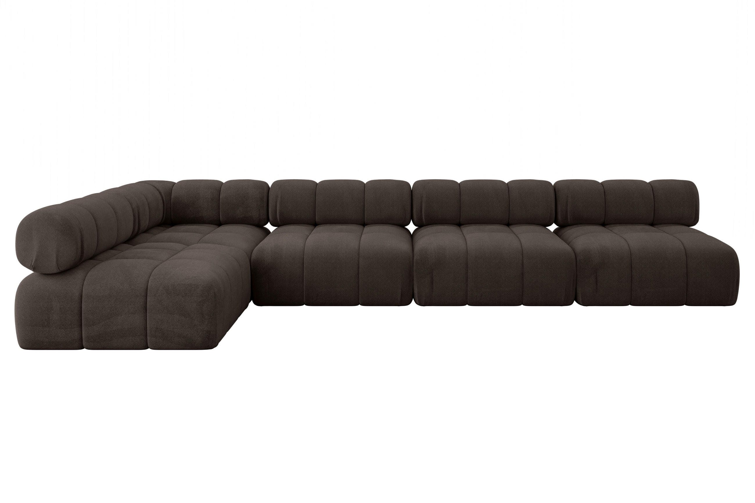 ECKSOFA modulares Sofa Samaro-L3 - 380x190x70 cm Braun Velours - Braun, Holzwerkstoff/Textil (380/190cm) - ALTDECOR