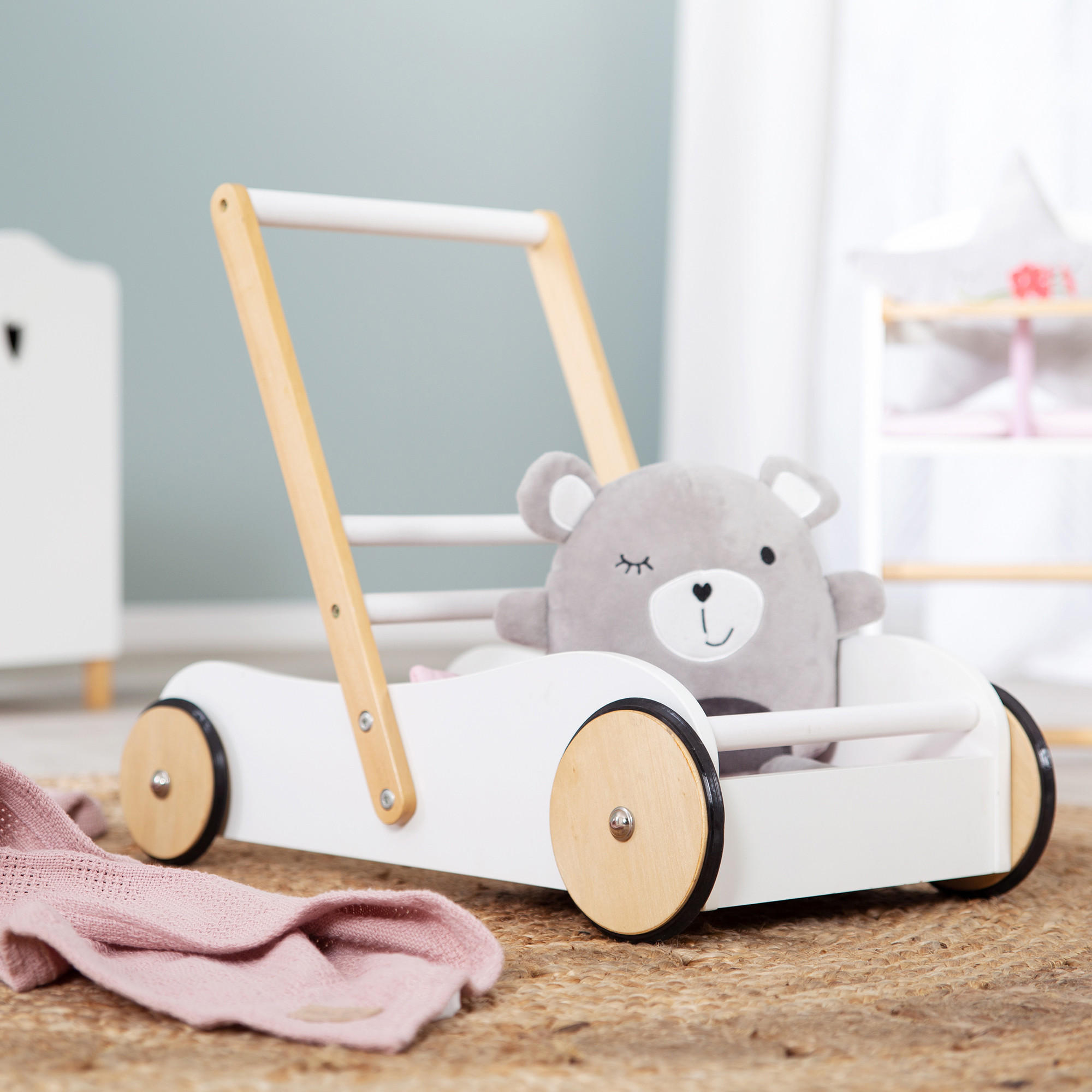 PUPPENWAGEN Scarlett - Weiß, Holzwerkstoff (29/45/56cm) - Roba