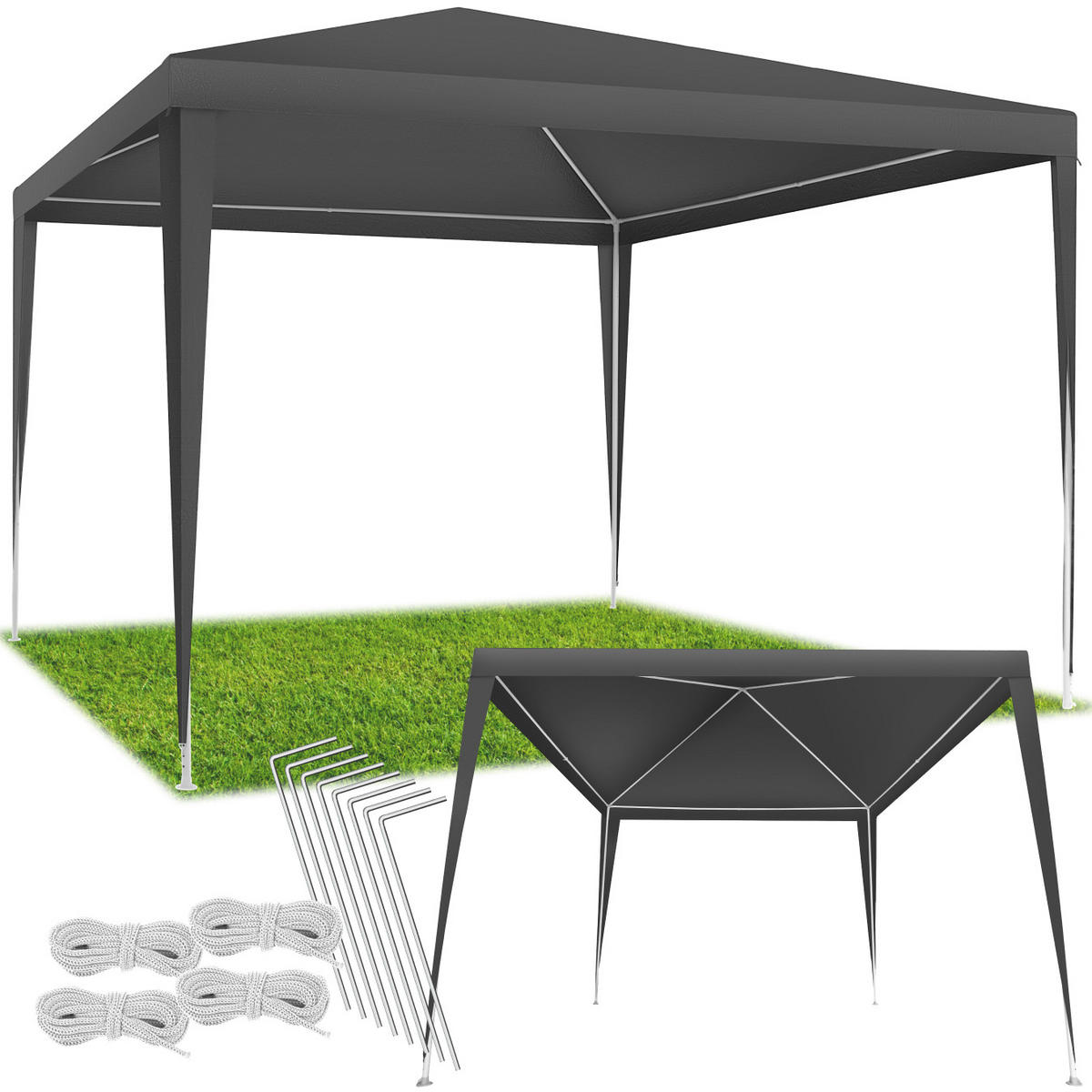 PAVILLON Farah,wasserdicht,grau - Grau, Kunststoff (300/250/300cm) - tectake