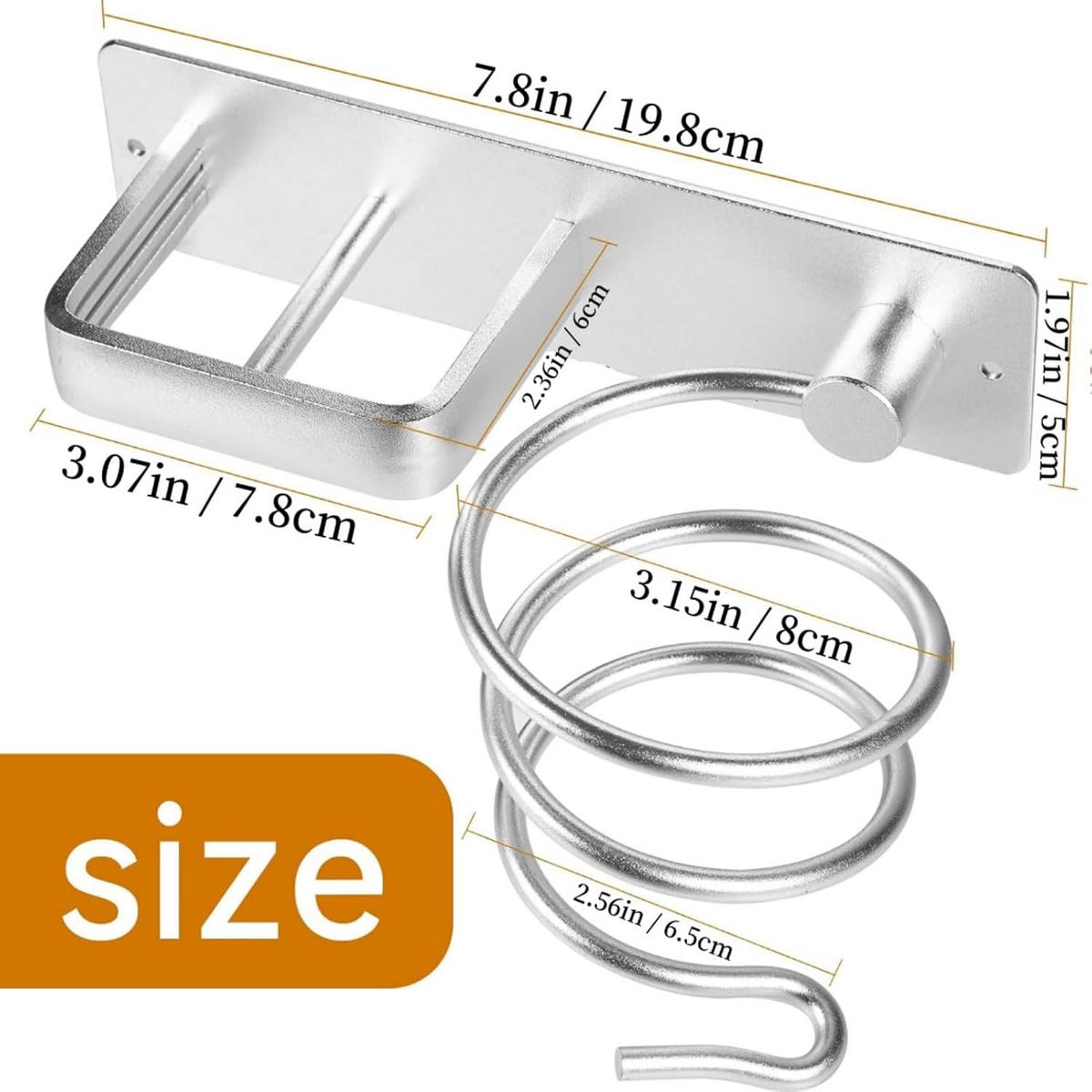 HAARTROCKNERHALTER – Silber – Aluminium - Silberfarben, Metall (21/13/11cm)